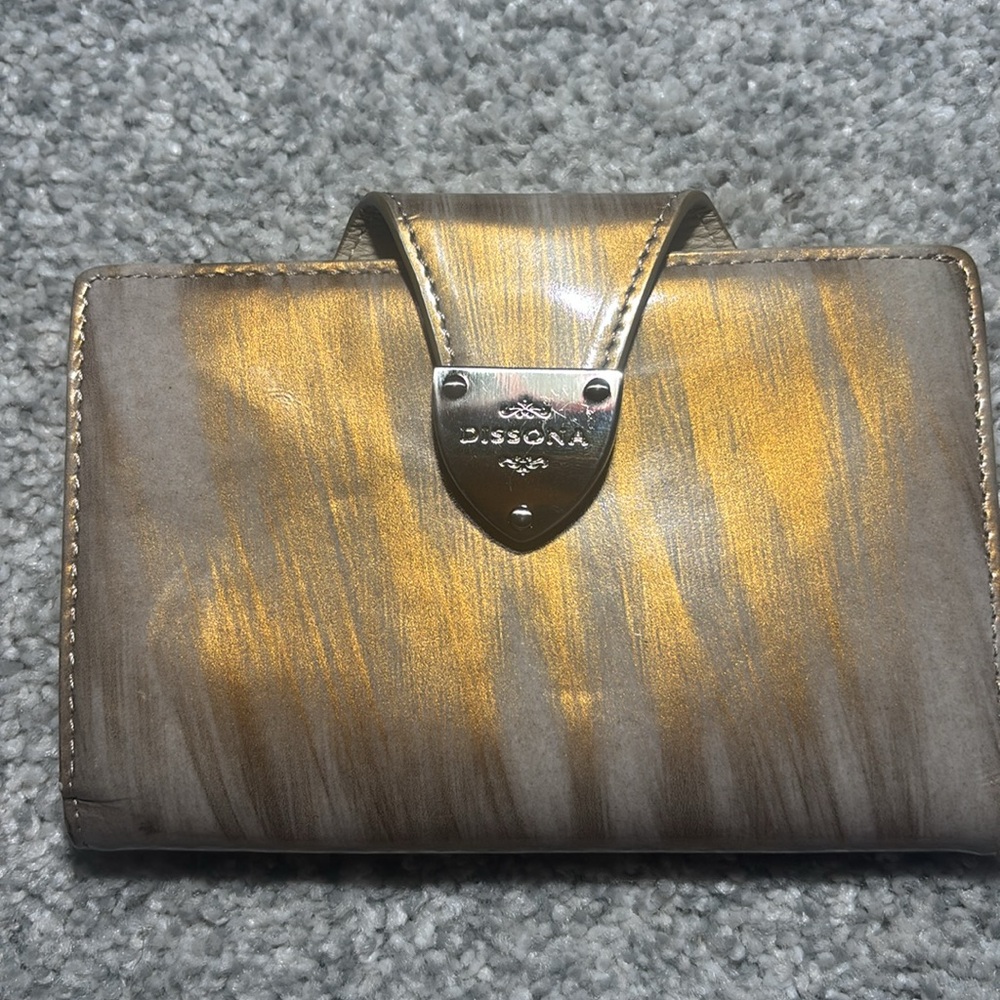 Dissona grey and Gold Wallet metallic marbled stunning elegant classic shiny